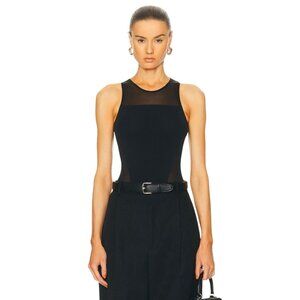 Wolford Sheer Opaque Bodysuit in Black X-Small New Womens Sleeveless Tank Top